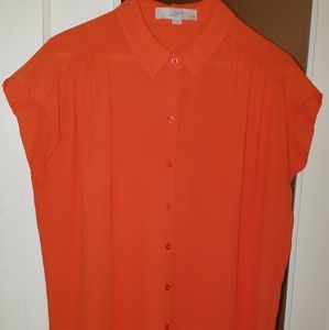 Loft coral button down short sleeve